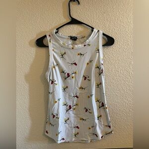 Rue21 White Tank with Red and Yellow Floral Design